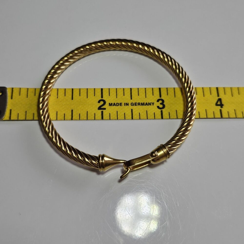 Gold Tone Bangle Bracelet Buckle Hook Closure Twisted Texture Approx 6.5" - Picture 7 of 14